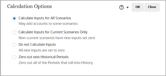 Calculation options